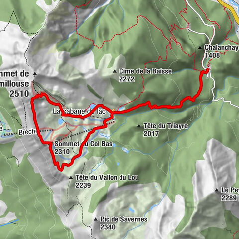 Le Villard - La cabane du lac - Sommet du Col Bas - Brèche