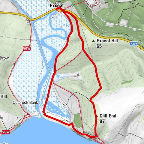 Exceat - Westdean - Cliff End - Eastbourne