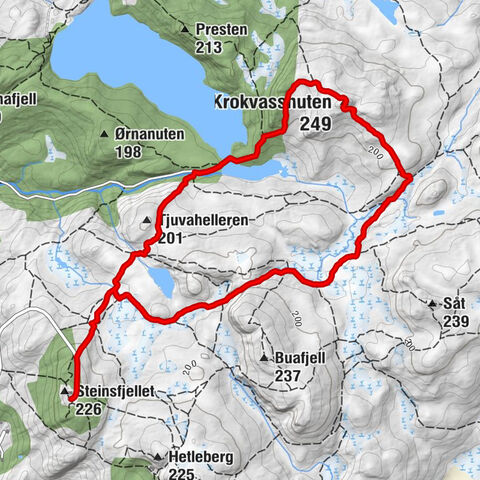 Steinsfjellet - Krokvassnuten - Tjuvahelleren