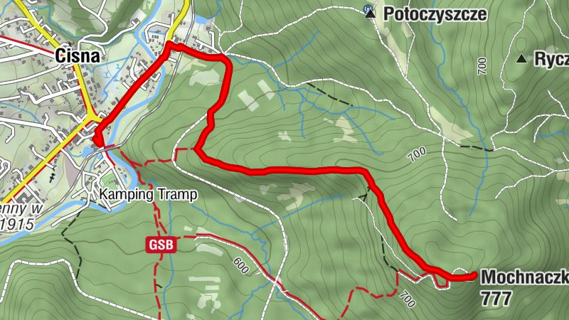 Cisna - Mochnaczka - Punkt widokowy "Jeleni Skok"