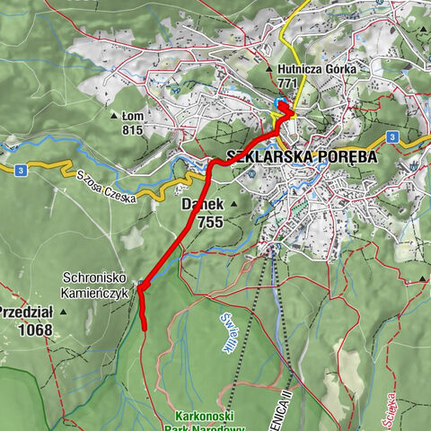 Szklarska Poręba Górna - Szklarska Poręba - Wąwóz Kamieńczyka - Schronisko Kamieńczyk