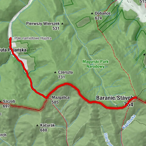 Huta Polańska - Kościół pw. Świętego Jana z Dukli i Świętej Huberta - Mazgalica - Baranie/Stávok