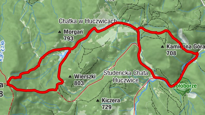 Huczwice - Chryszczata - Studencka Chata Huczwice - Źródło Rabskie