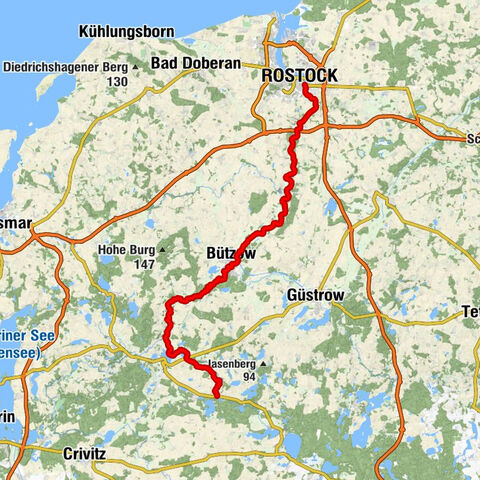 Borkow - Bützow - Schwaan - Rostock