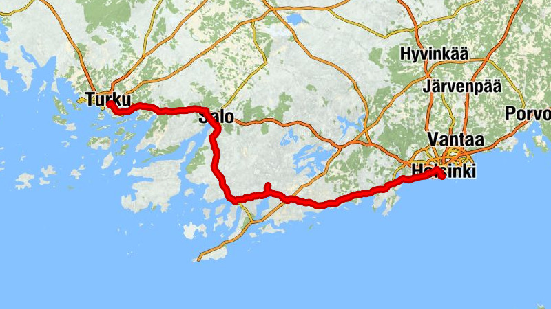 Helsinki - Kirkkonummi - Degerby - Turku