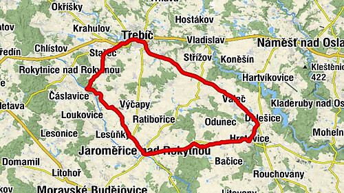 Třebíč - Za rybníkem - Jaroměřice nad Rokytnou - Borovina