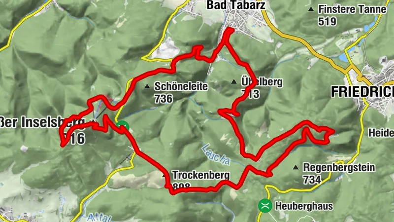 Panorama MTB route Inselsberg by route sponsor Sven Eberhardt (blue without trails)