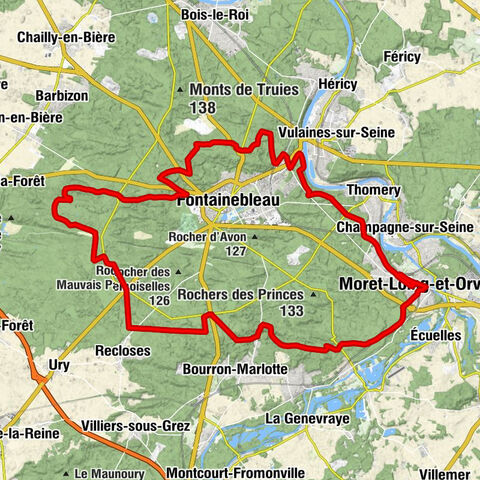 Gare de Moret-Veneux-les-Sablons - Moret-Loing-et-Orvanne - Prieuré Notre-Dame de Franchard - Mont Chauvet