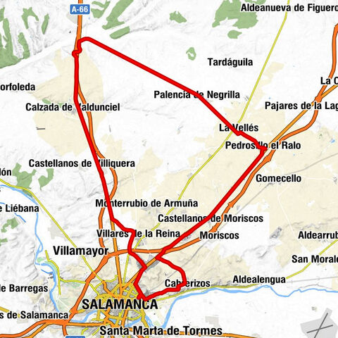 Salamanca - Villares de la Reina - Calzada de Valdunciel - Palencia de Negrilla