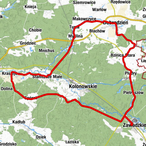 Zawadzkie - Karczma Stodoła - Kościół parafialny pw. św. Małgorzaty Męczennicy - Kościół parafialny pw. Nawiedzenia Najświętszej Maryi Panny