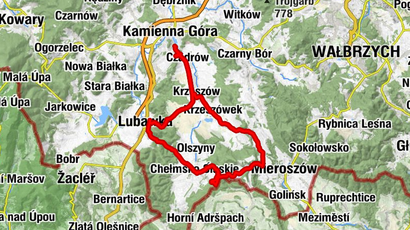 Kamienna Góra - Kościół pw. Świętego Wawrzyńca - Strażnicze Naroże - Przełęcz Ulanowicka