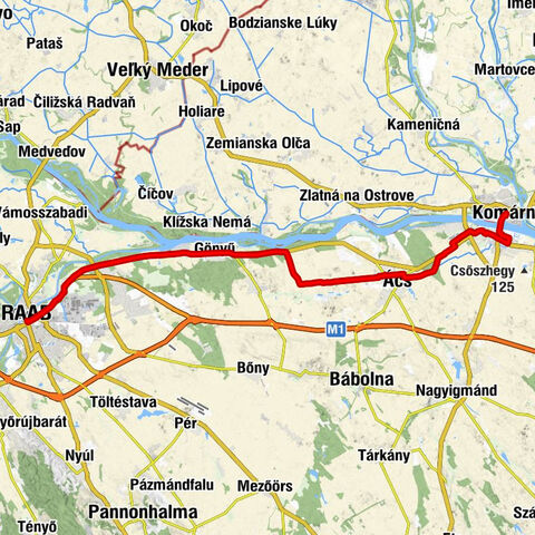 Győr - Fehér Holló étterem - Chrám Obetovania Panny Márie - Komárno