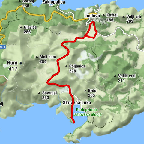 Porto Rosso - Skrivena Luka - Lastovo - Sv. Marija u Polju