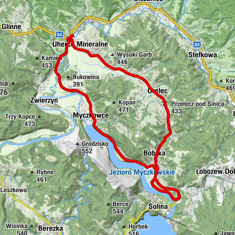 Uherce - Uherce Mineralne - Osiedle - Przełęcz pod Sinicą