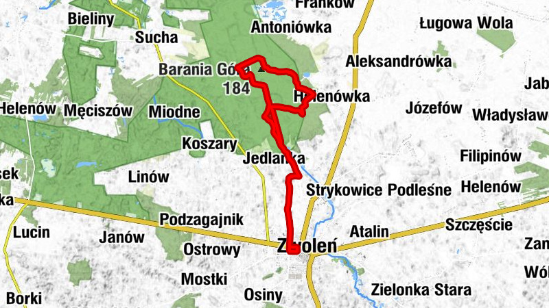 Zwoleń - Kopciucha - Barania Góra - Rozmaryn