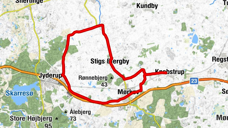 Knabstrup - Mørkøv Kirke - Mørkøv Kirkeby - Stigs Bjergby Kirke
