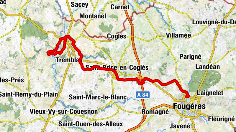 Fougères - La Favrie - Le Rocher Jacquau - La Gare