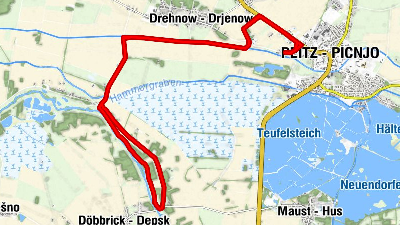 Peitz - Picnjo - Drehnow - Drjenow - Maiberg - Majberk - Döbbrick Ost - Depsk pódzajtšo