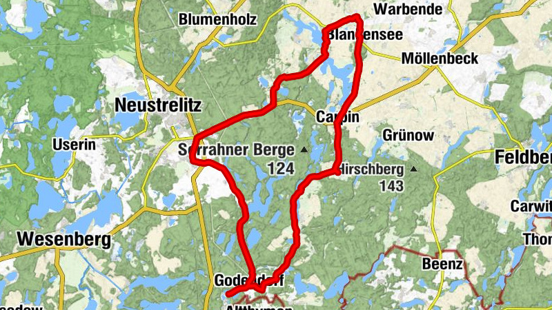 Godendorfer Papiermühle - Kirche Wokuhl - Galgenberg - Klosterkirche Wanzka