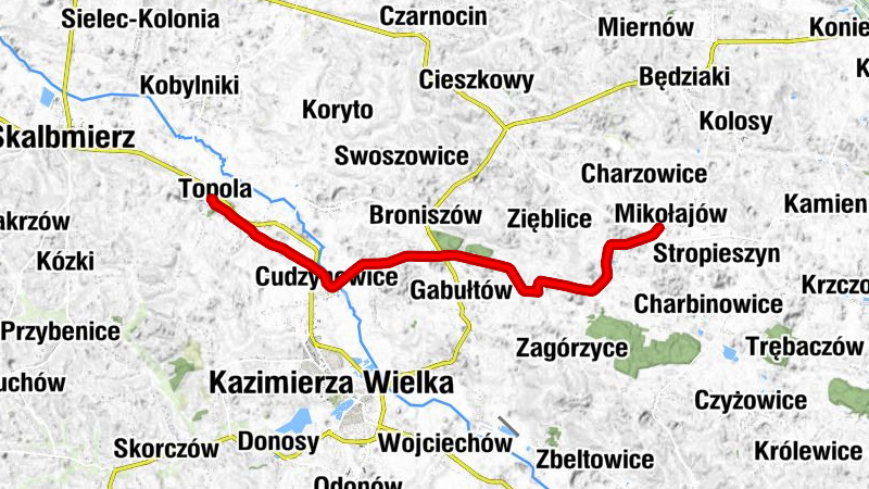 Topola - Wroni Koniec - Ulica Topolska - Kościół pw. Wszystkich Świętych w Cudzynowicach