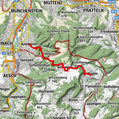 Arlesheim nach Nuglar, Schweiz