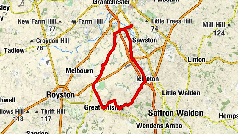 Shelford - Holy Trinity (Heydon Parish Church) - Fowlmere & Thriplow United Reform Church - Hauxton high point