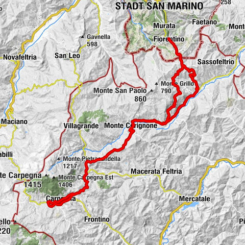 Crociale di Fiorentino - Monte San Cristoforo - Poggio Cesarini - Città di San Marino