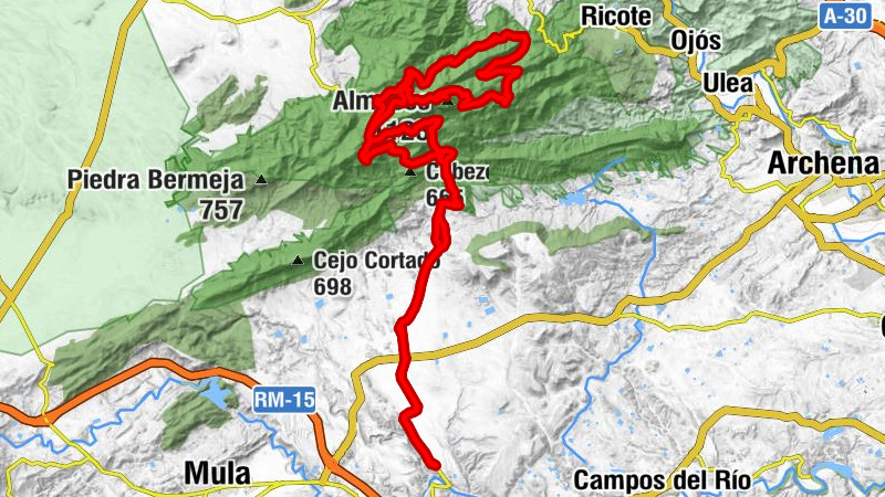 Antiguo apeadero Baños de Mula - Collado de Linuesa - Collado de las Ánimas - Almeces