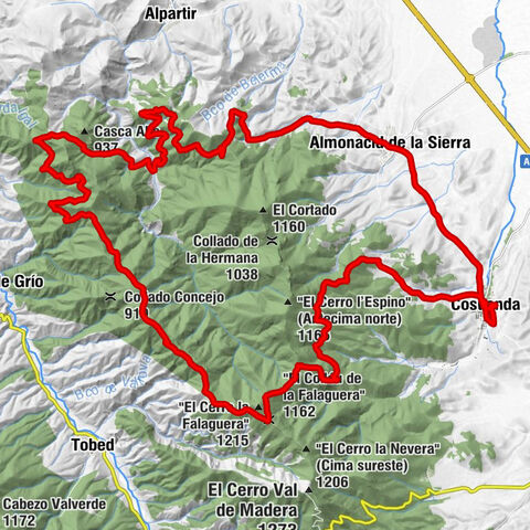 Mirador de las Bodegas - "El Cerro la Silla" (Cima oeste) - "La Peña la Carmela" - "El Cabezo la Carmela"