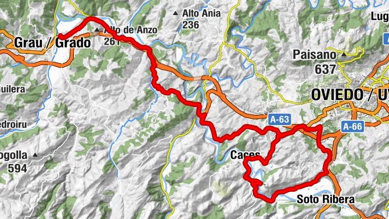 Grado/Grau - Iglesia de Udrión - Iglesia de Santa Leocadia de Palomar - Estación de Grado