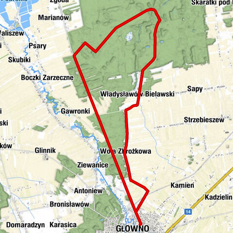 Głowno - Wola Zbrożkowa - Władysławów Bielawski - Polesie