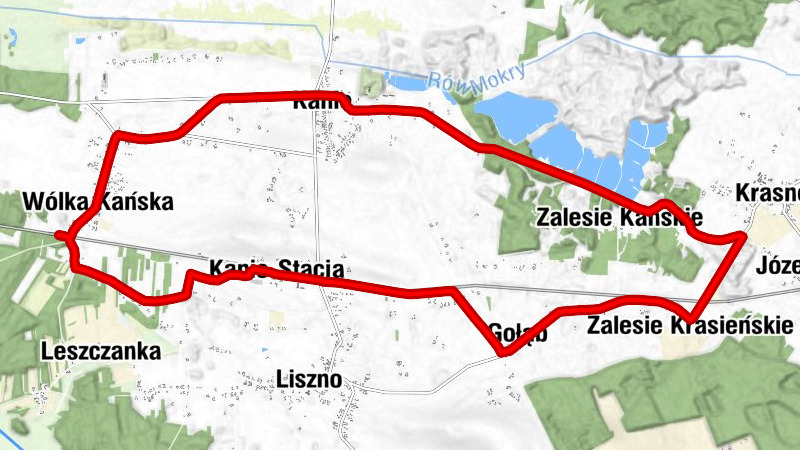 Wólka Kańska - Koziniec - Kanie-Stacja - Gołąb