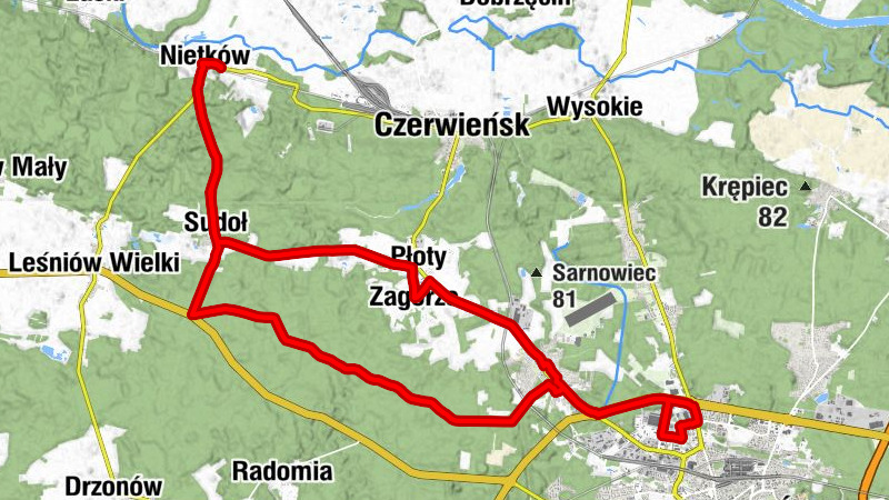Nietków - Sudoł - Płoty - Zielona Góra