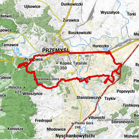 Przemyśl Główny - Kościół pw. Matki Bożej Zbaraskiej - Prałkowska Góra - Kościół pw. Świętego Kazimierza