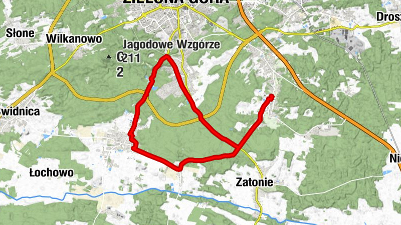 Drzonków - Pierożek - Zielona Góra - Piskorze