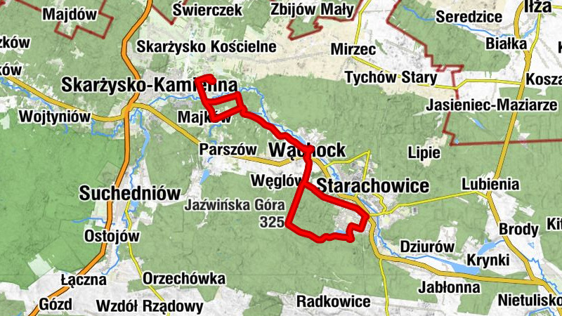 Łyżwy - Góra św. Rocha - Jaźwińska Góra - Ostre Górki