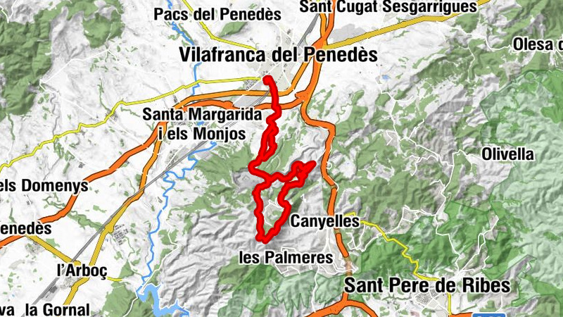 Vilafranca del Penedès - Turó de les Tres Partions - Puig de l'Àliga - Penya de l'Escofet