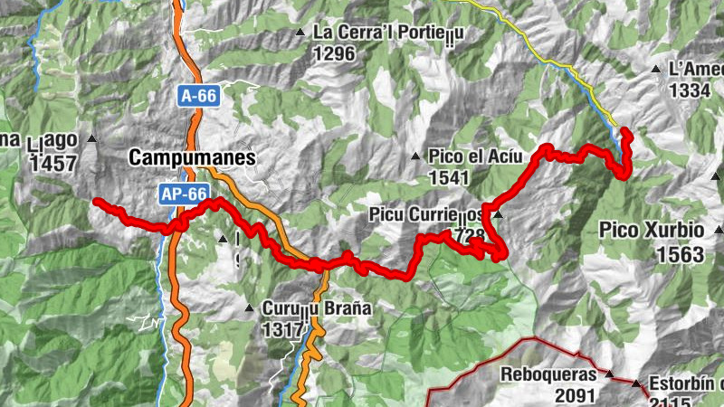Vaḷḷe (Zurea) - Samiguel d'Eros - Portieḷḷu La Boya - Santibanes de Murias