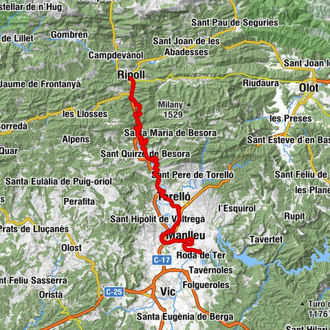 Ripoll - Can Villaura - Mare de Déu del Carme - Roda de Ter