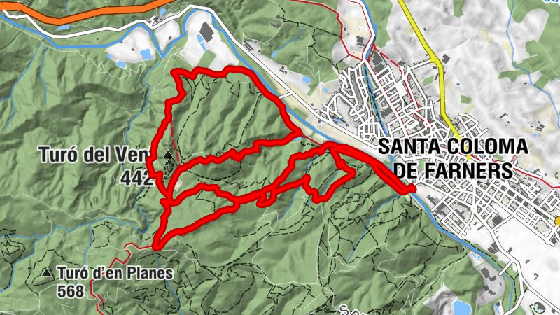 Santa Coloma de Farners - Turó dels Galls - Mare de Déu de Farners - Turó d'en Quadres