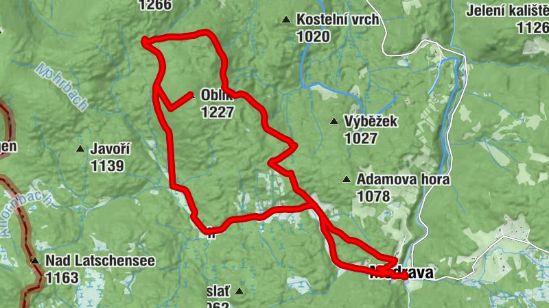 Modrava - Vchynice-Tetov II - bývalá Javoří pila - Oblík