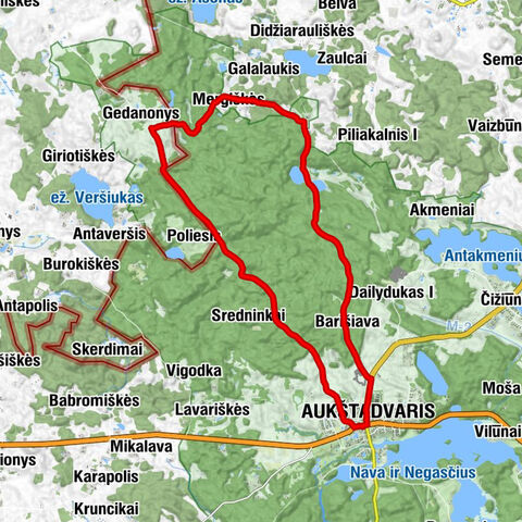 Aukštadvaris - Barišiava - Škilietai - Mergiškių alkakalnis