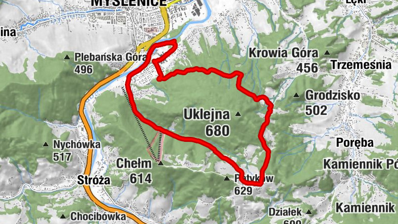 Myślenice - Zarabie - Styrek - Kościół pw. Podwyższenia Krzyża Świętego