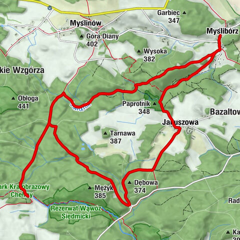 Kaskada - Jakuszowa - Siedmica - Myślibórz