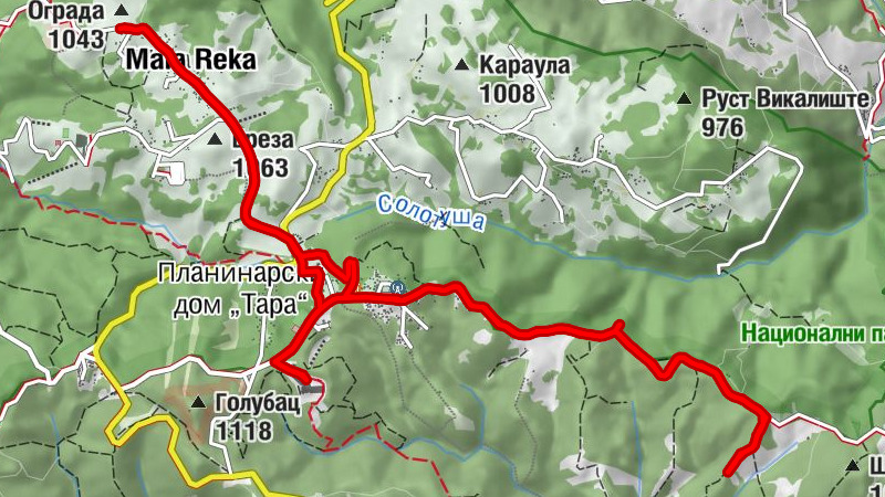 Леденице - Мала Река - Kurta - Планинарски дом „Тара“