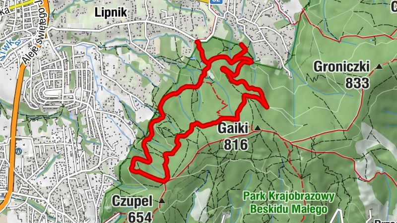 Kozy - Źródło Pyszne - Groniczki - Bielsko-Biała