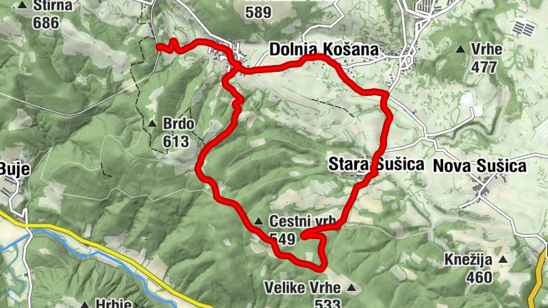 Gornja Košana - Okrepčevalnica pri Mileni - Sveti Štefan - Gostilna Špelca
