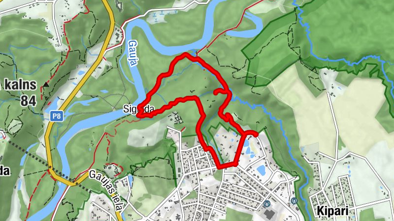 Sigulda - Kraukļu ala - Pūču gravas ūdenskritums