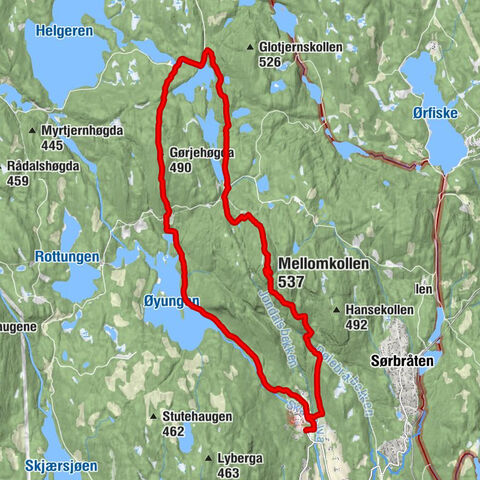 Marka - Mellomkollen - Gørjehøgda - Damstokksletta