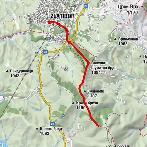 Златибор - Шуматно брдо - Главуџа - Шуматно брдо